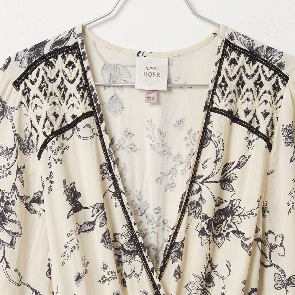 KNOX ROSE Boho Maxi Dress Women XXL Floral Embroidered Tiered - Picture 3 of 6
